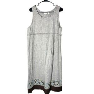 J Jill Medium Wool Dress Embroidered Hem‎ Midi Tan Brown Modest MP